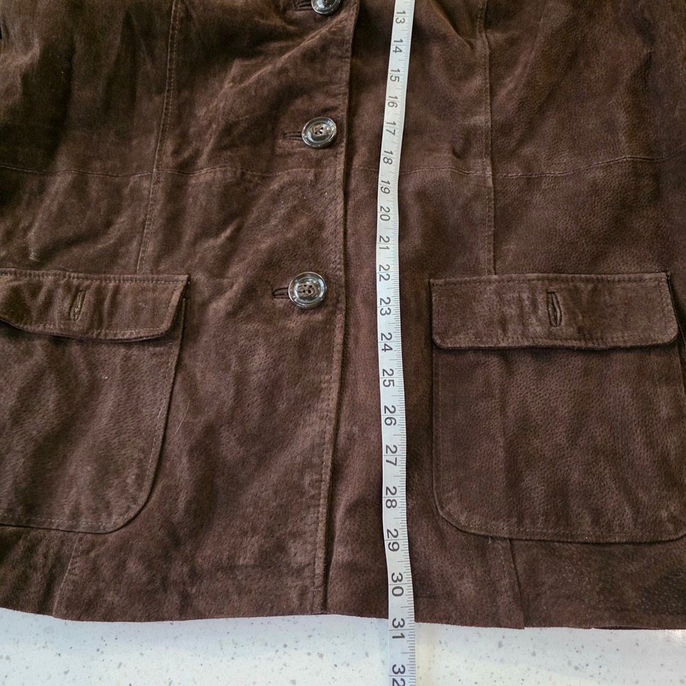 d&co denim & company brown suede pockets button front blazer jacket women XL - Picture 6 of 10